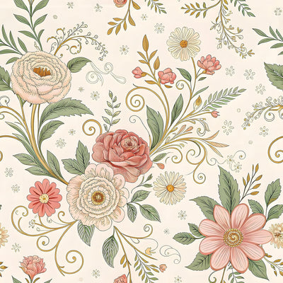 Papel tapiz vintage floral rosa pastel bohemio lujo 17.5x80