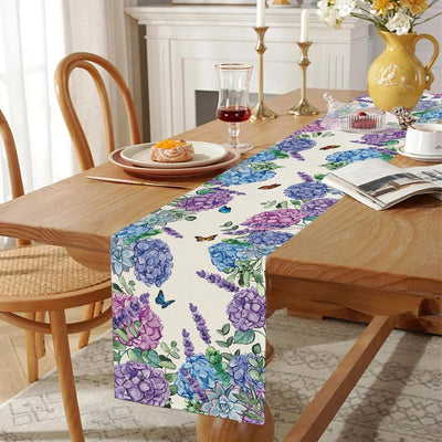 Camino mesa floral hortensias 13x72pulg decoración hogar