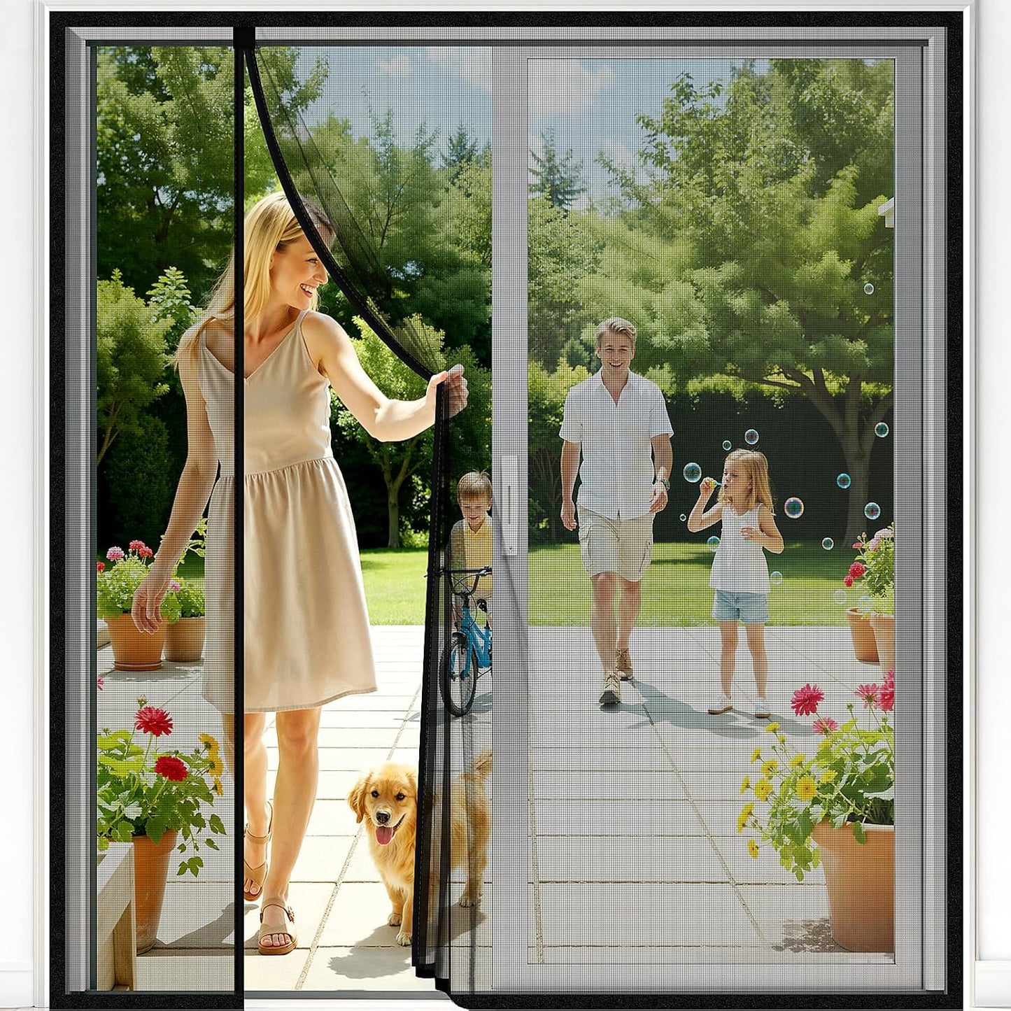 Puerta mosquitera magnética reversible para puertas 72x80pulg