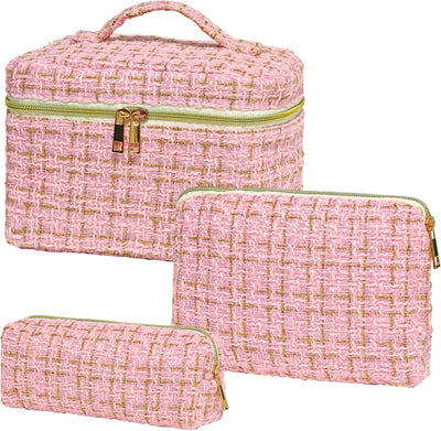 Bolsa maquillaje 3 pzas acolchada floral para mujer