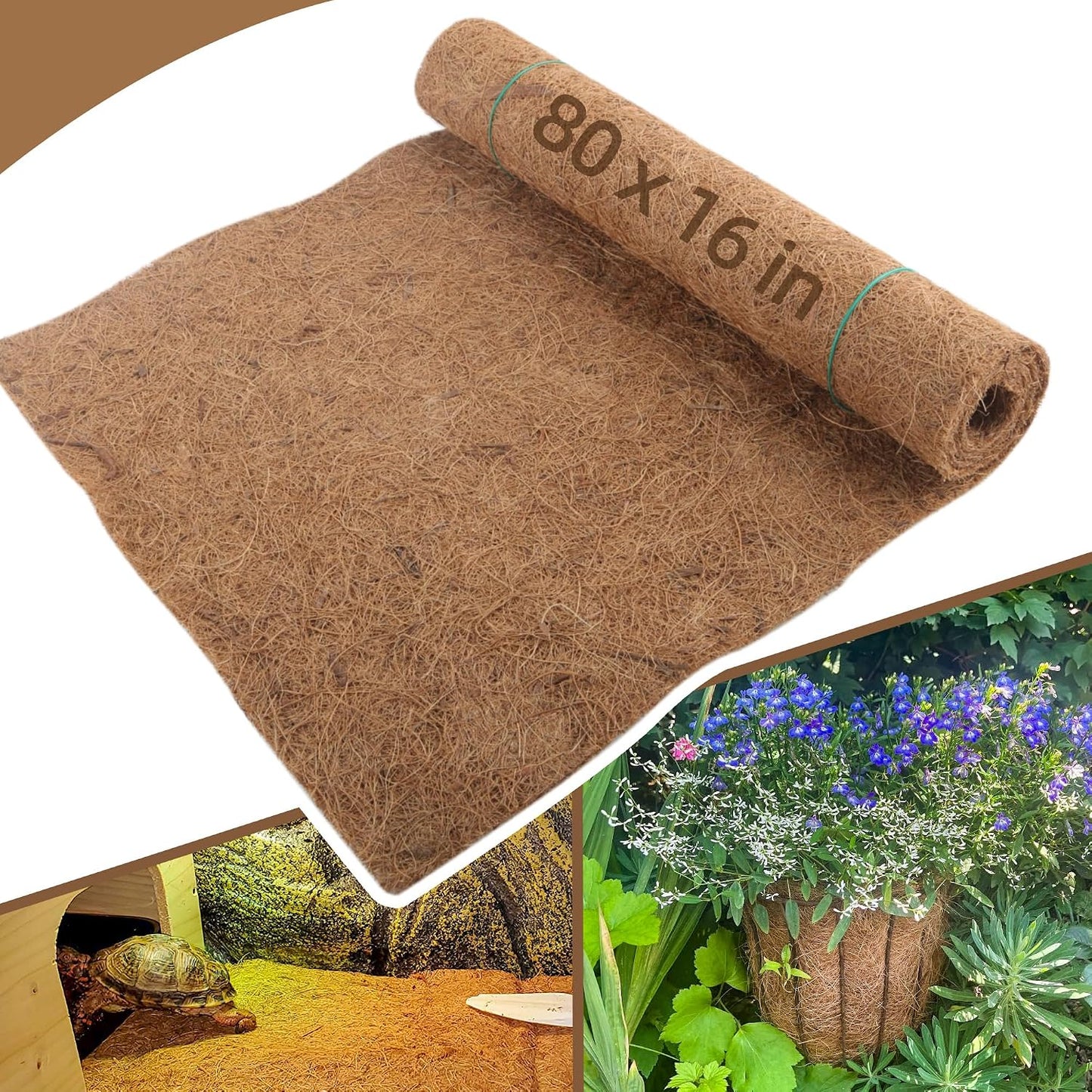 Rollo fibra coco 16x80pulg para macetas y jardín