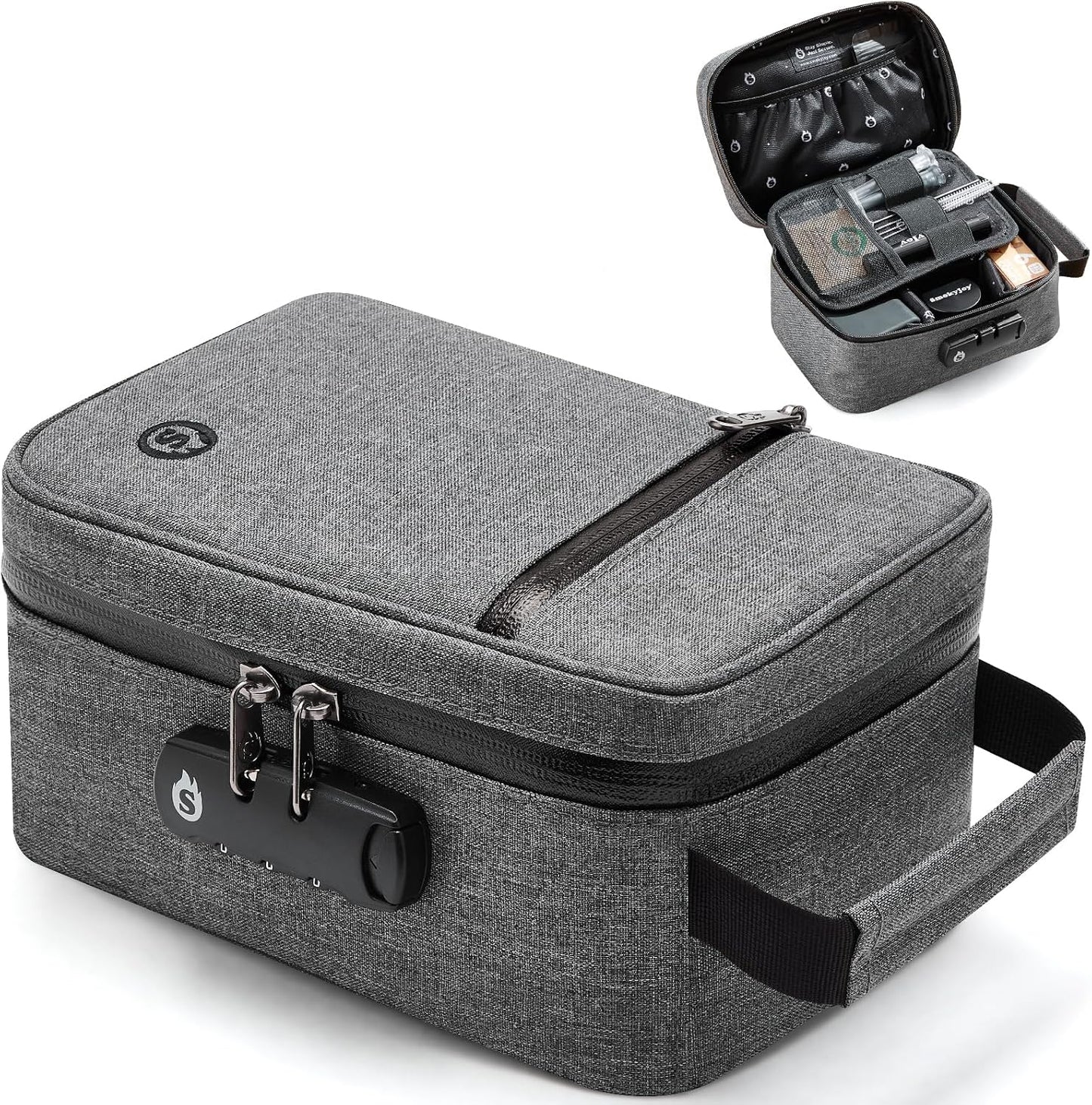 Bolsa a prueba de olores con cerradura combinación caja viaje gris