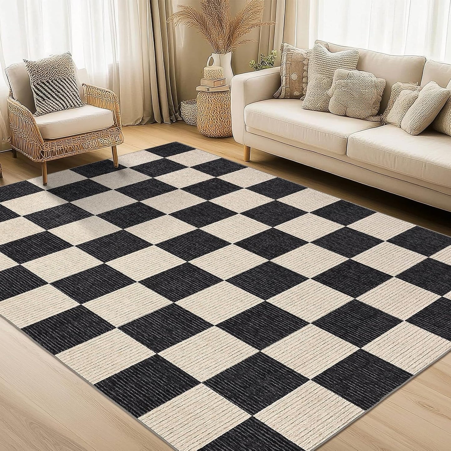 Alfombra lavable 9x12ft cuadros oficina sala resistente manchas