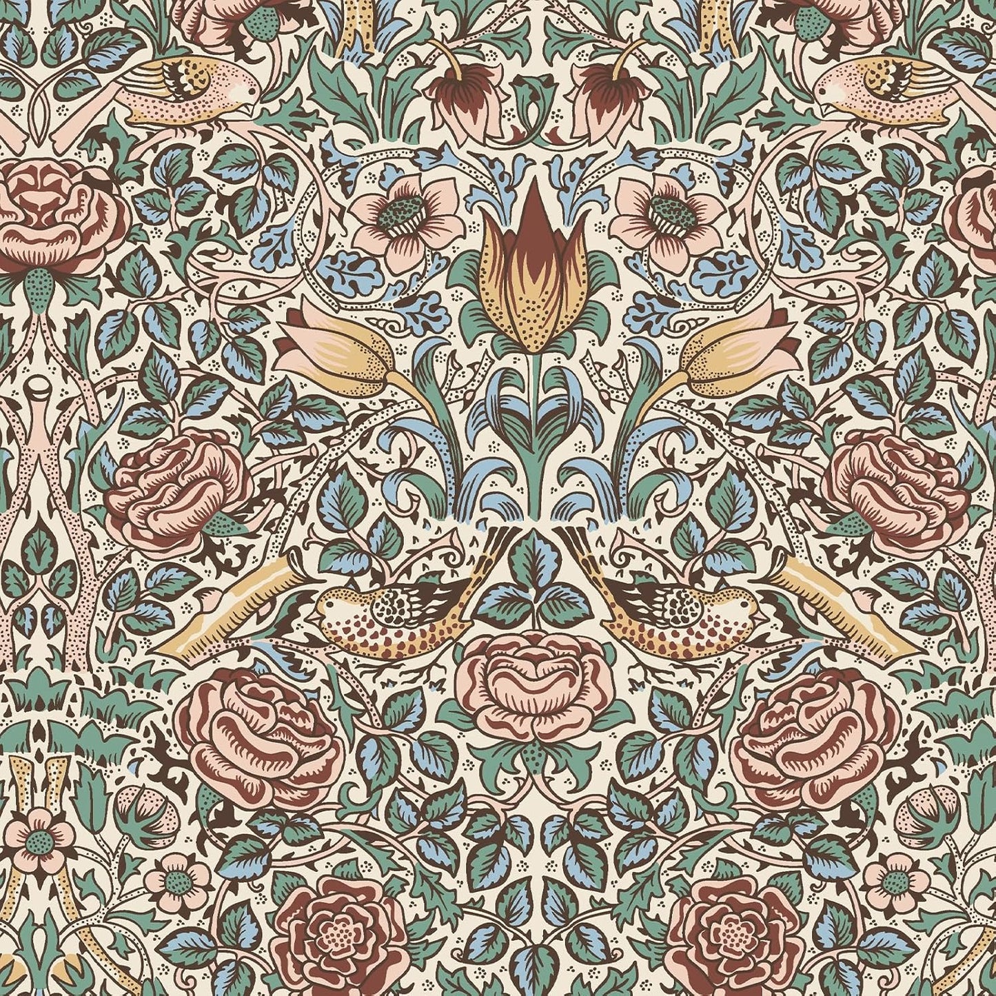 Papel tapiz vintage floral William Morris 17.7x118pulg autoadhesivo