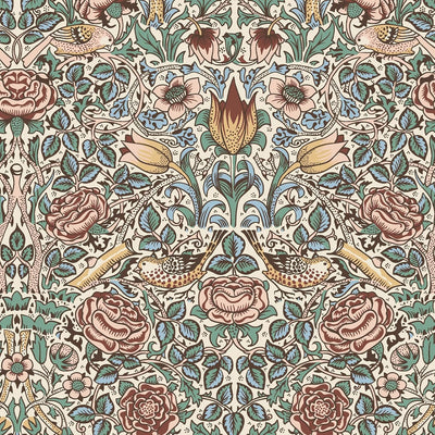 Papel tapiz vintage floral William Morris 17.7x118pulg autoadhesivo