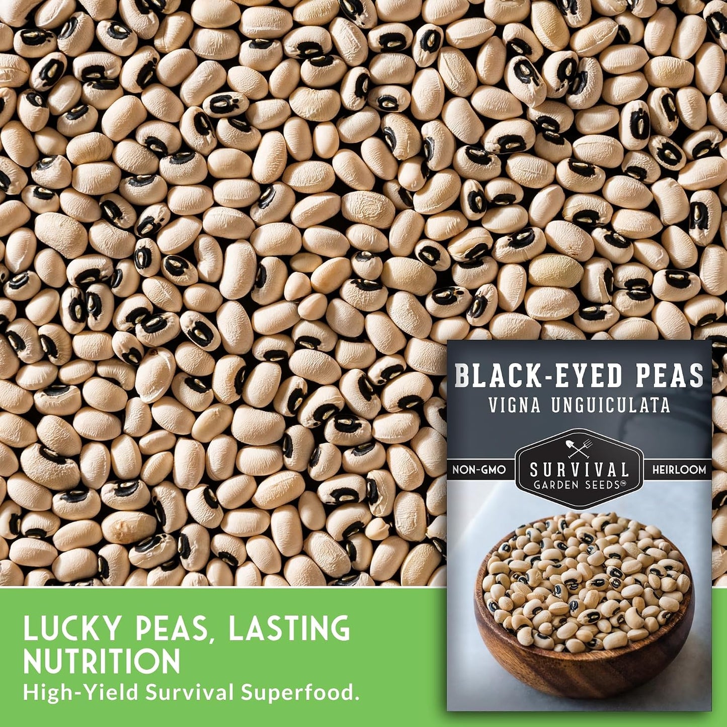 5 Pack Semillas Guisantes Ojos Negros con Instrucciones