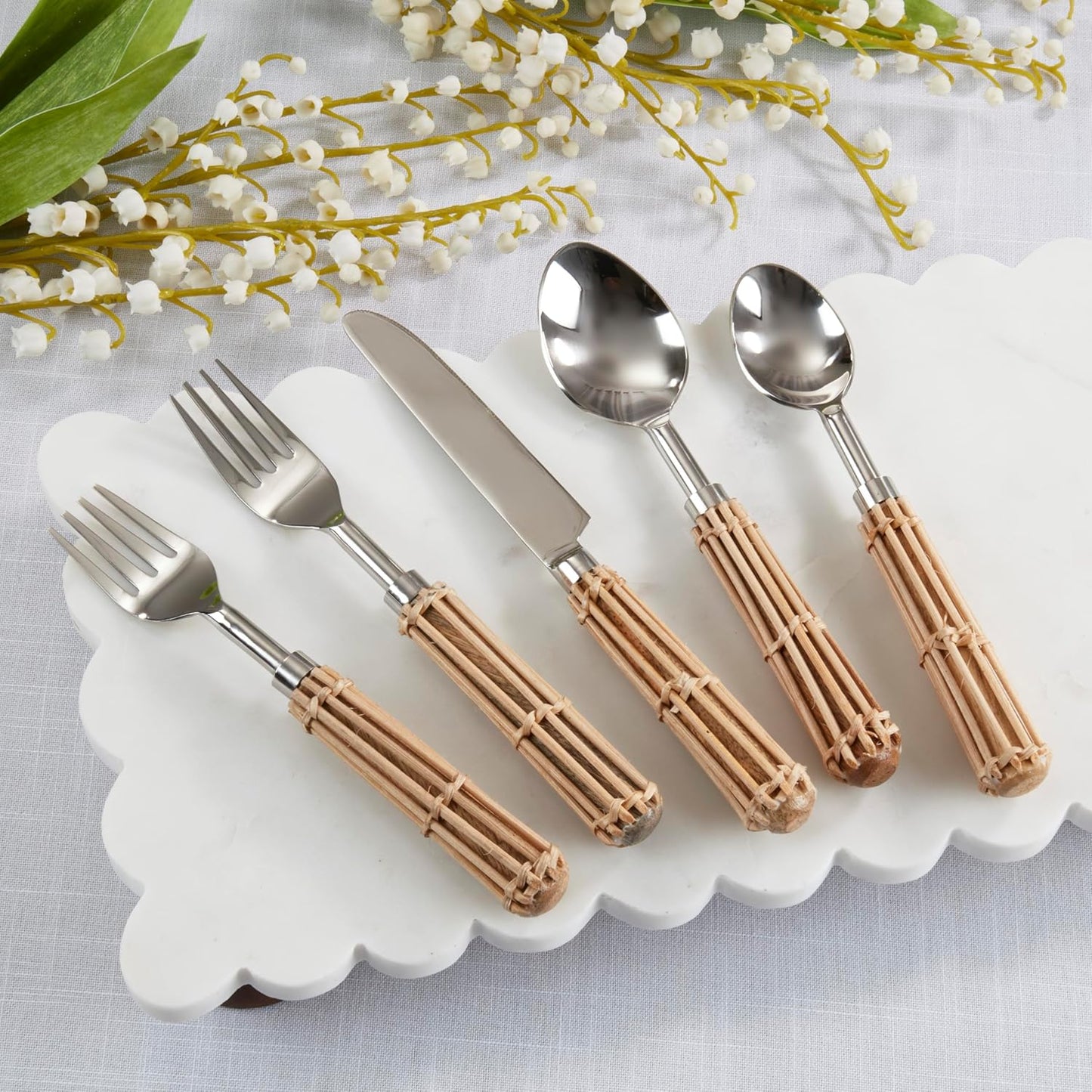 Set cubiertos acero inox con mango canasta