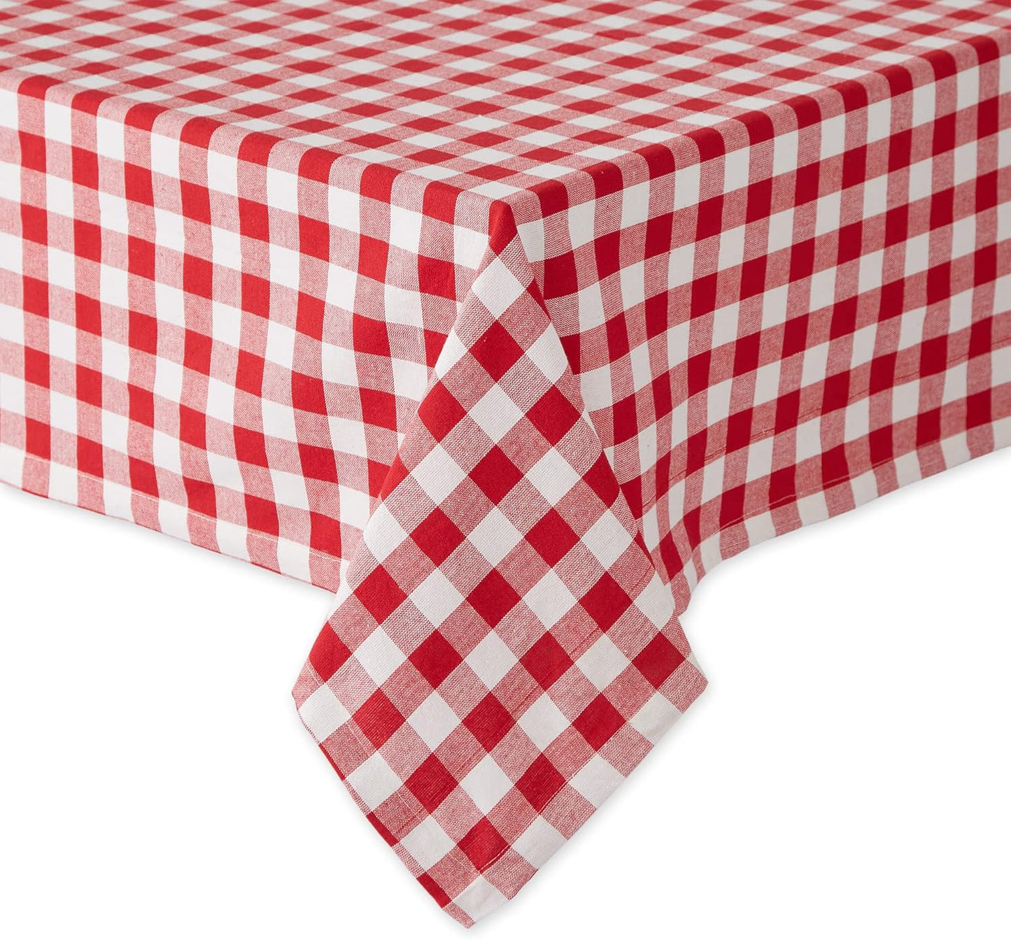 Mantel rectangular algodón 84x60pulg a cuadros rojo set 12