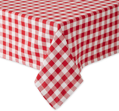 Mantel rectangular algodón 84x60pulg a cuadros rojo set 12