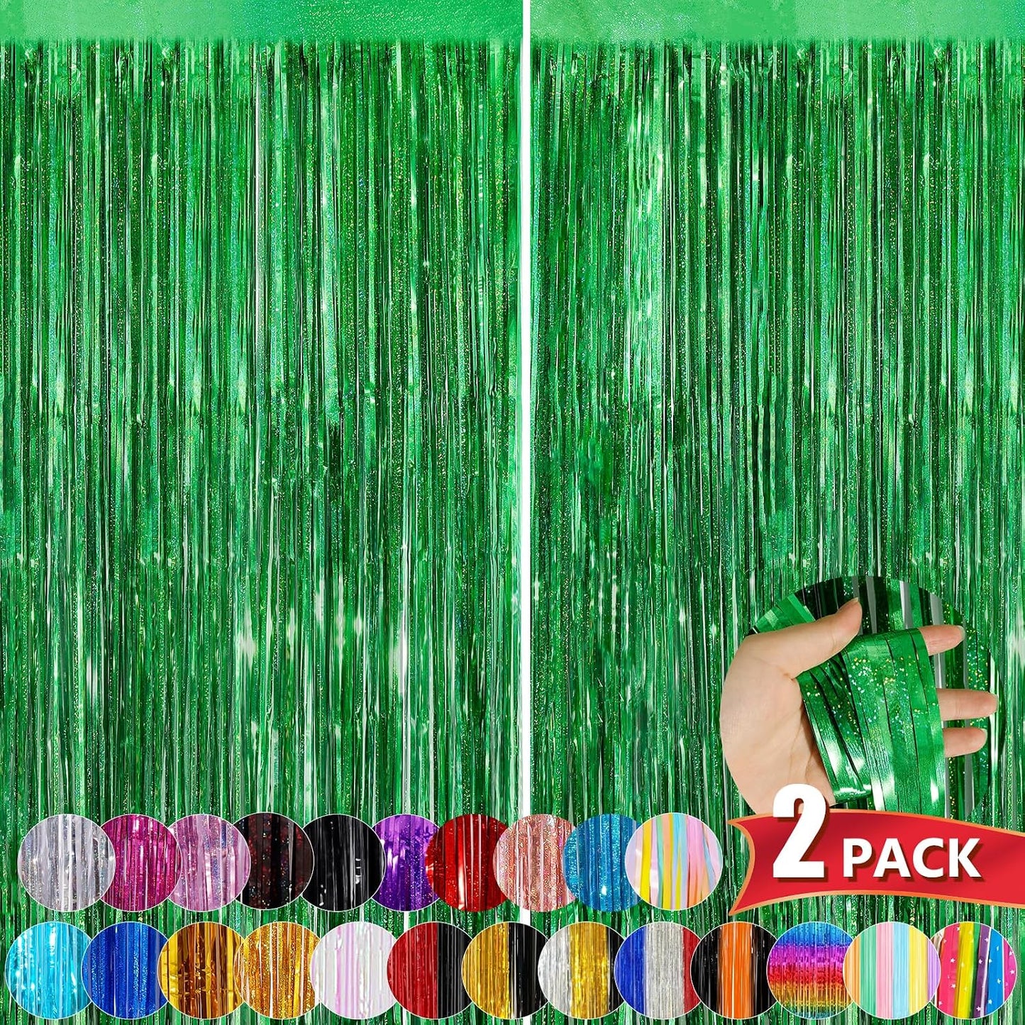 Cortinas flecos oropel verde paquete 2 telón fiesta Halloween