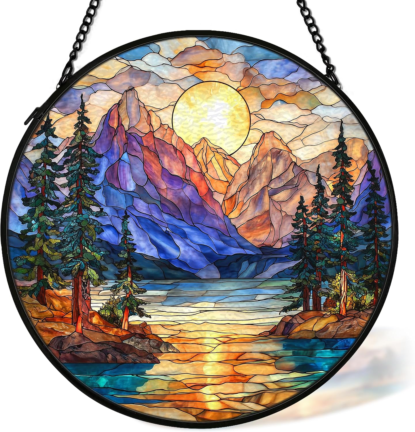Atrapasoles sol de montaña decoración vitral pared