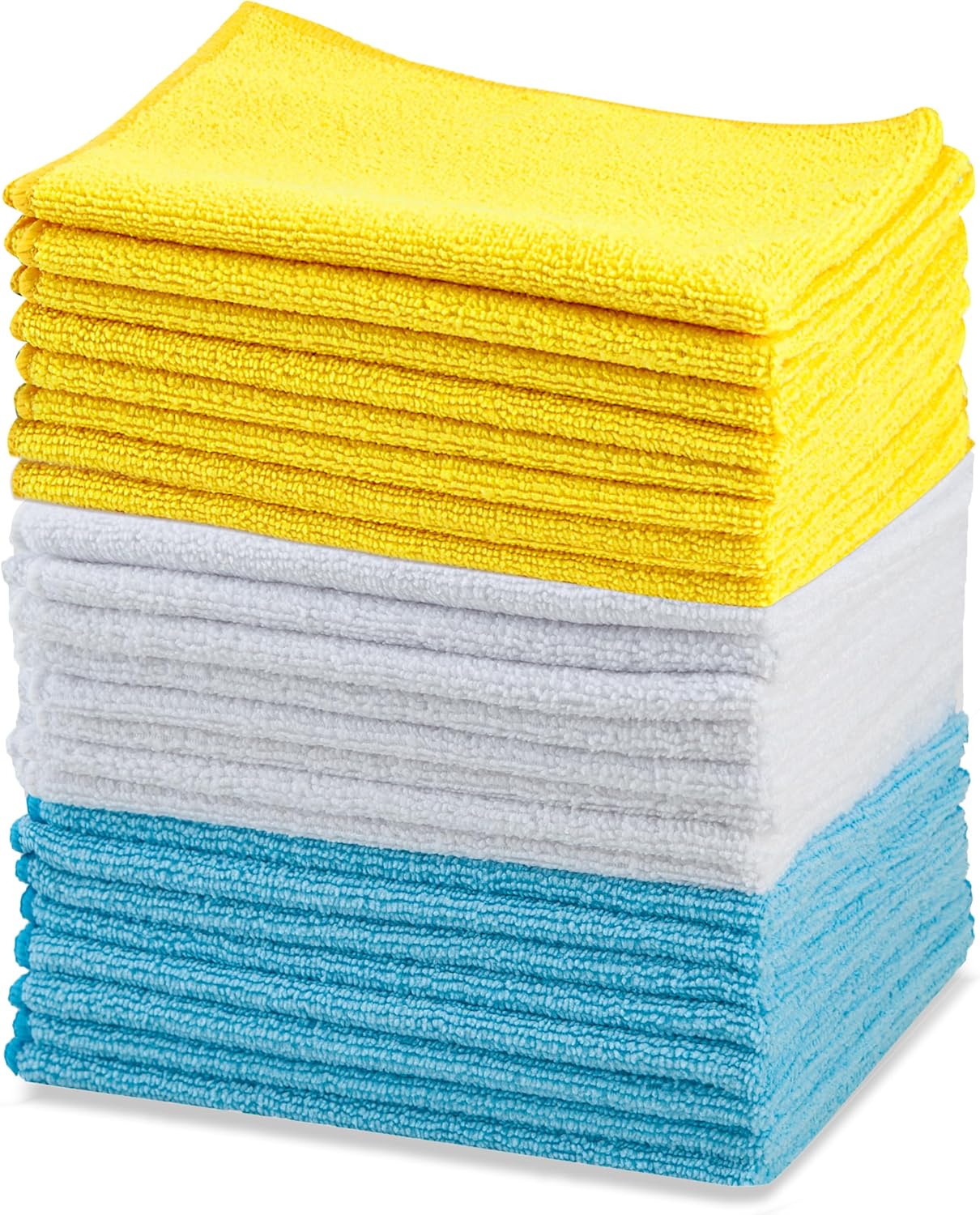 Paquete 24 paños microfibra 16x12pulg azul/blanco/amarillo
