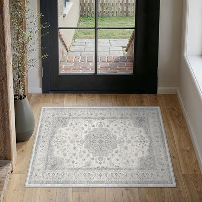 Alfombra entrada 2x3pulg lavable gris vintage antideslizante
