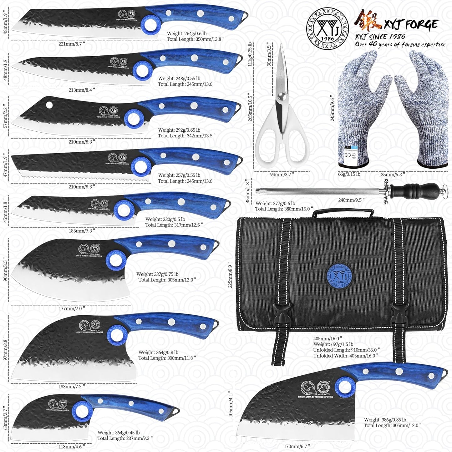 Set Cuchillos Chef Acero Alto Carbono con Bolsa