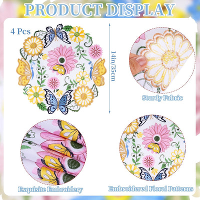 Manteles individuales redondos bordados florales de primavera