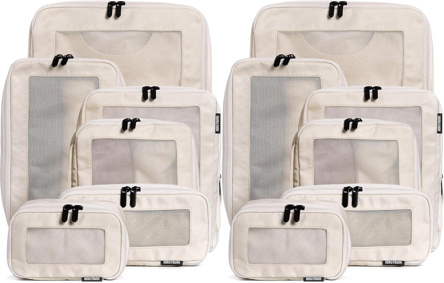 Cubos compresión viaje 12 pzas beige doble cremallera