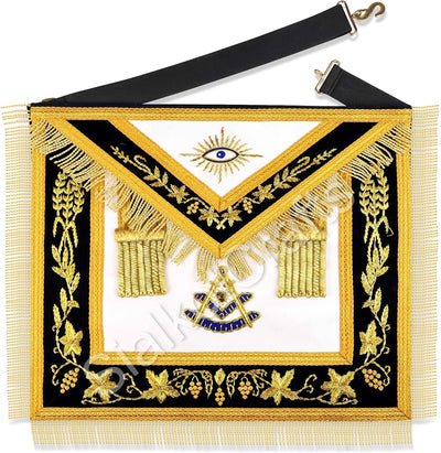 Delantal Masonic bordado piel cordero cuello cadena joyas