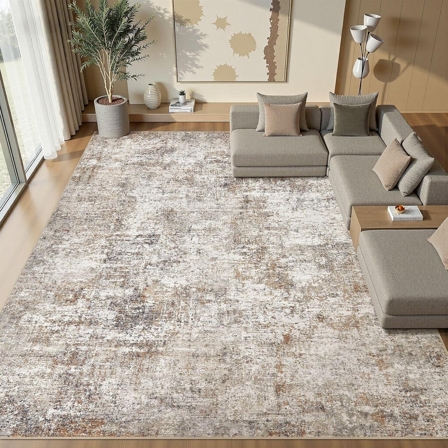 Alfombra área 12x15ft neutra suave antideslizante lavable