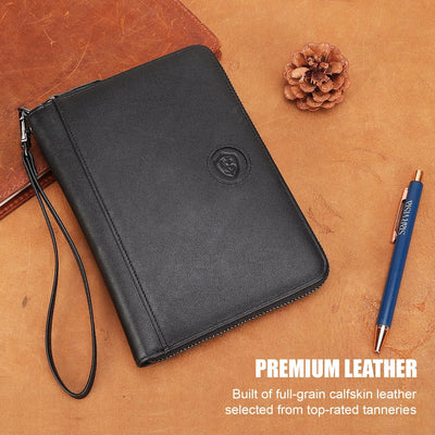 Cartera cuero 4 pasaportes organizador documentos viaje Negro