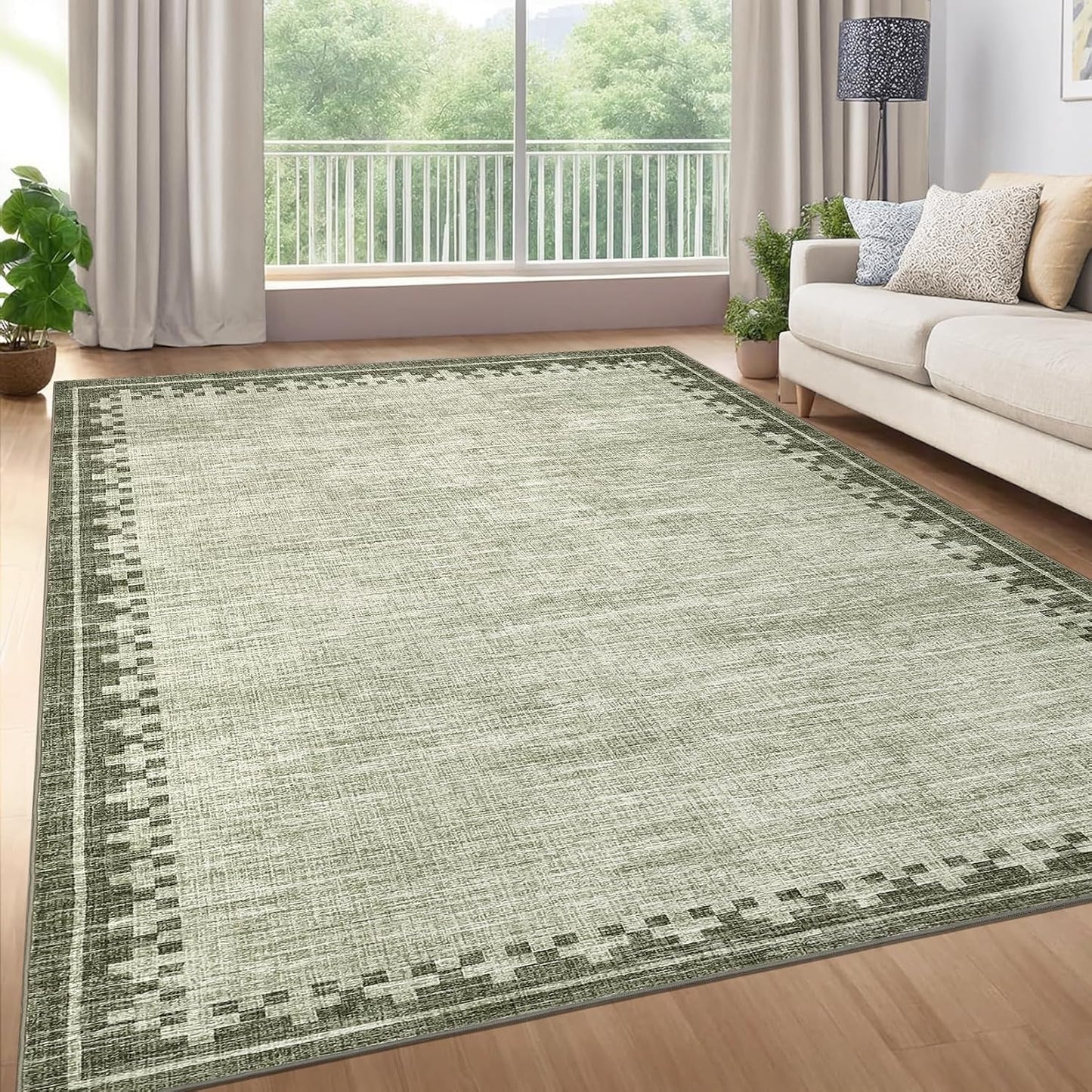 Alfombra vintage 9x12pulg resistente para sala y comedor
