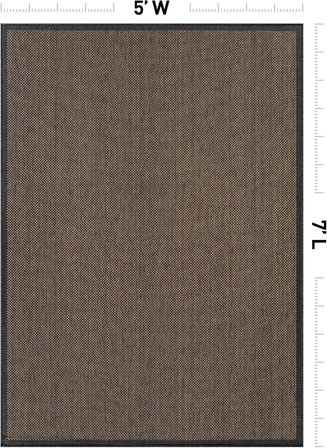 Alfombra tejido plano estilo yute 5x7ft gris oscuro