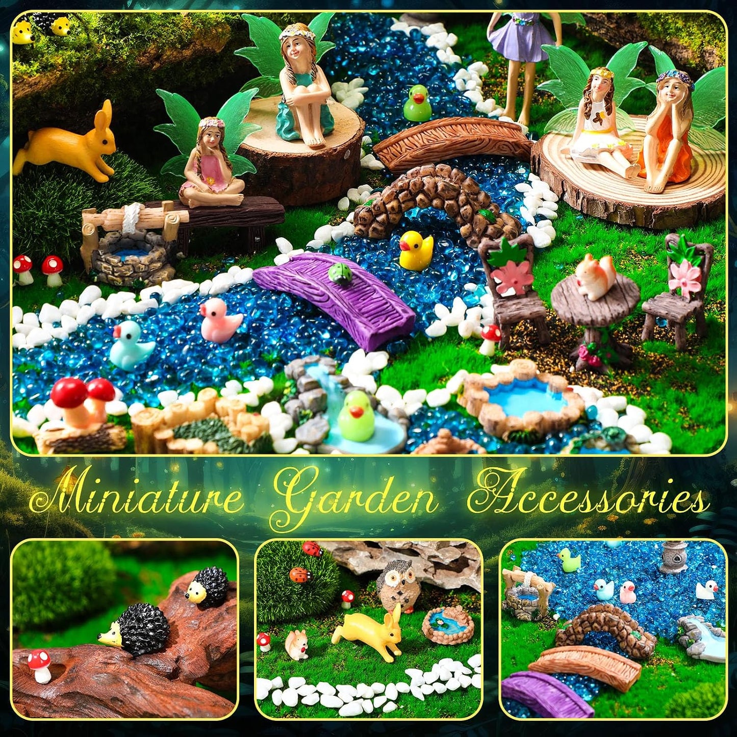 Set 50 pzas accesorios jardín hadas con alas luminosas