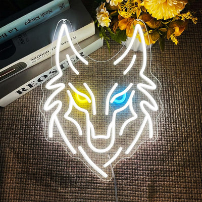 Letrero neón lobo LED regulable USB para dormitorio