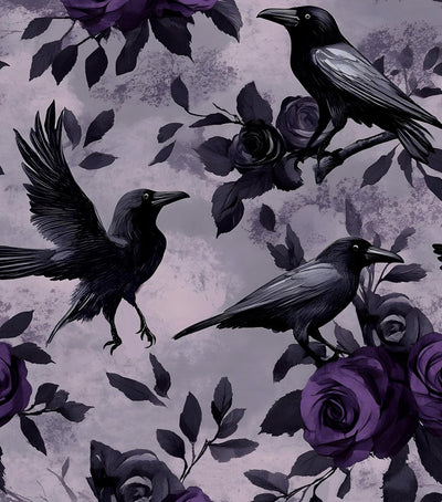 Papel tapiz cuervo vintage negro morado 17.5x393pulg autoadhesivo
