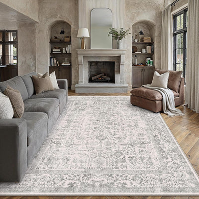 Alfombra gris vintage antideslizante 8x10pulg sala oficina