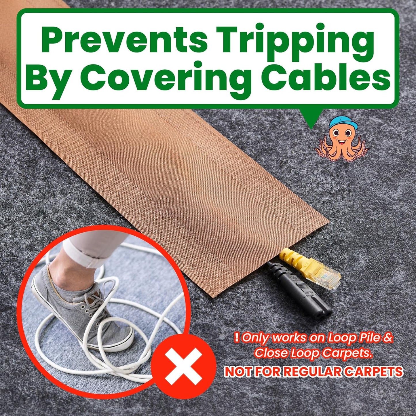 Cubierta de cable para alfombra organiza cables en el suelo