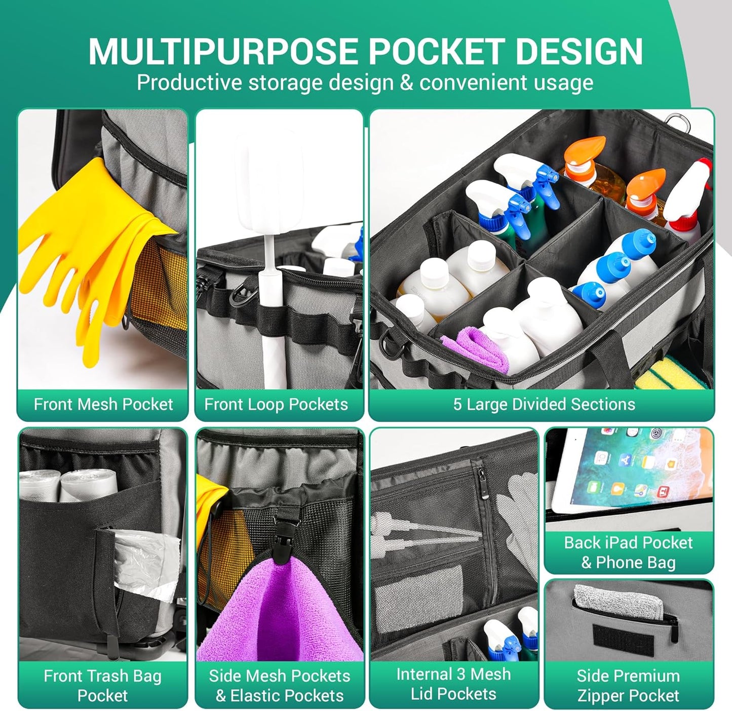 Bolsa limpieza grande con ruedas carrito desmontable
