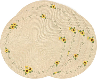 Juego de 4 manteles individuales redondos de verano PP Hello Sunshine Lt.Blue