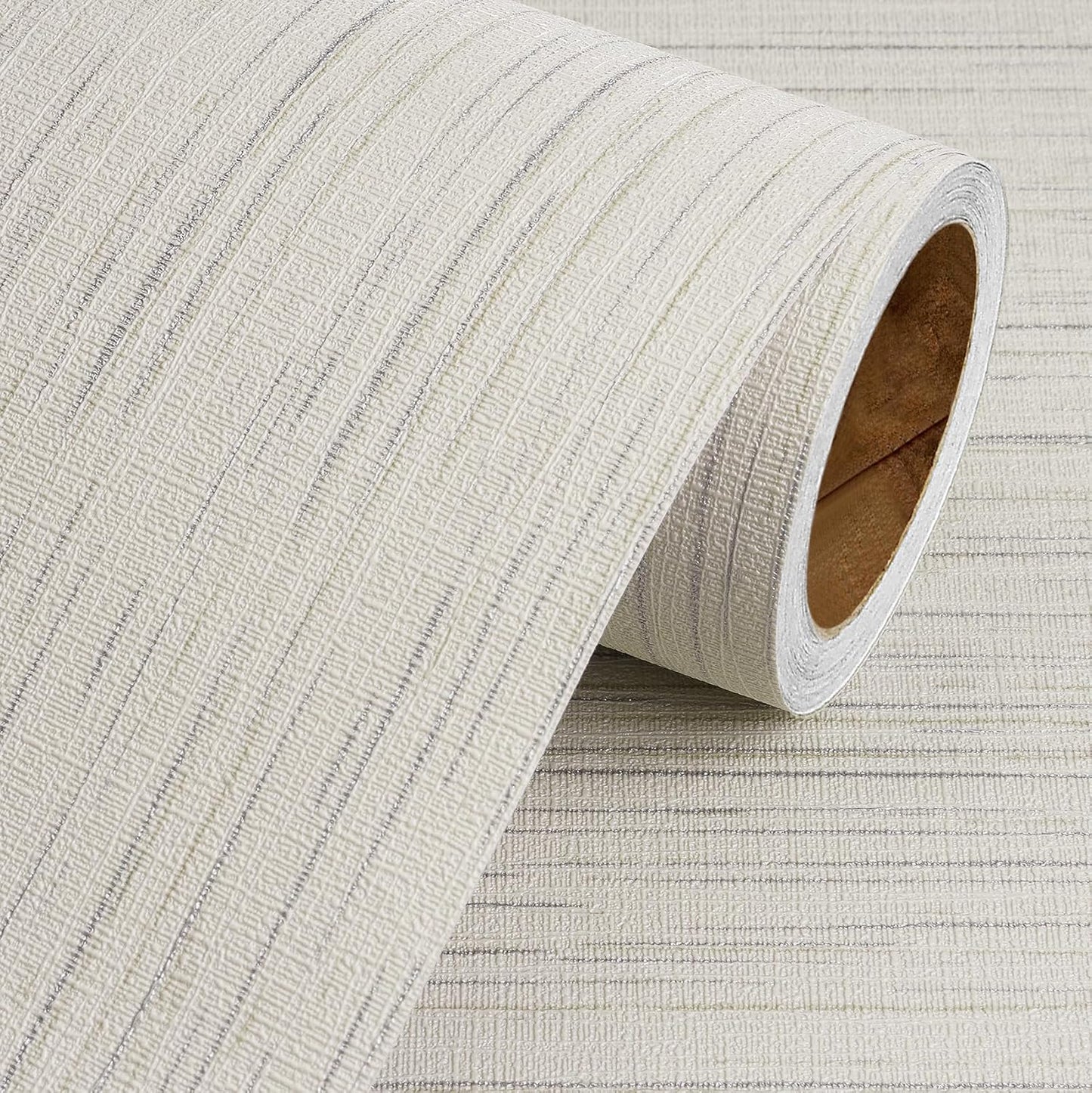 Papel tapiz tela hierba 15.8x197pulg beige neutro autoadhesivo