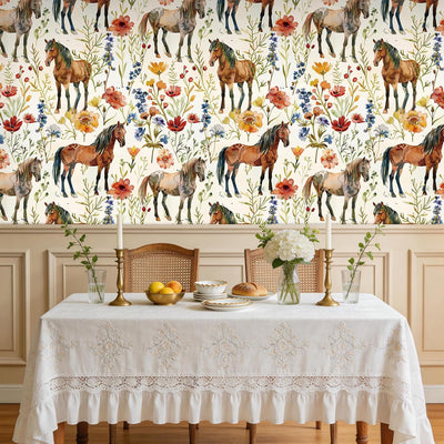 Papel tapiz caballo acuarela occidental vintage rústico