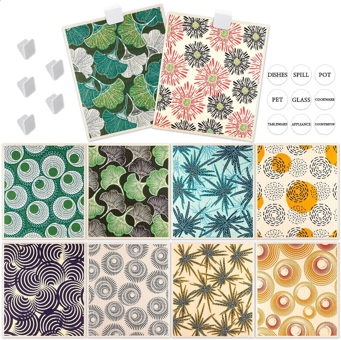 10 Pzas Paños cocina reutilizables antiarañazos celulosa