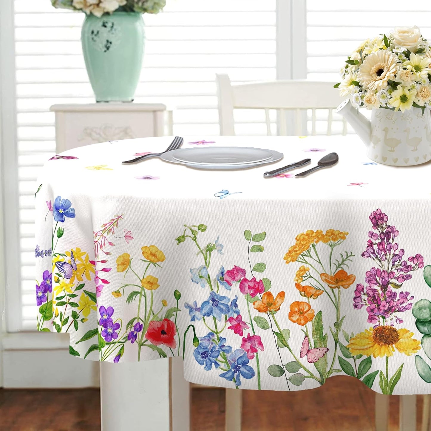 Mantel floral ovalado primaveral 60x84 pulgadas