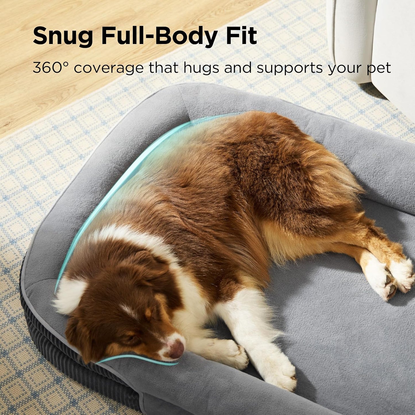 Cama perro ortopédica grande con cubierta impermeable suave grey