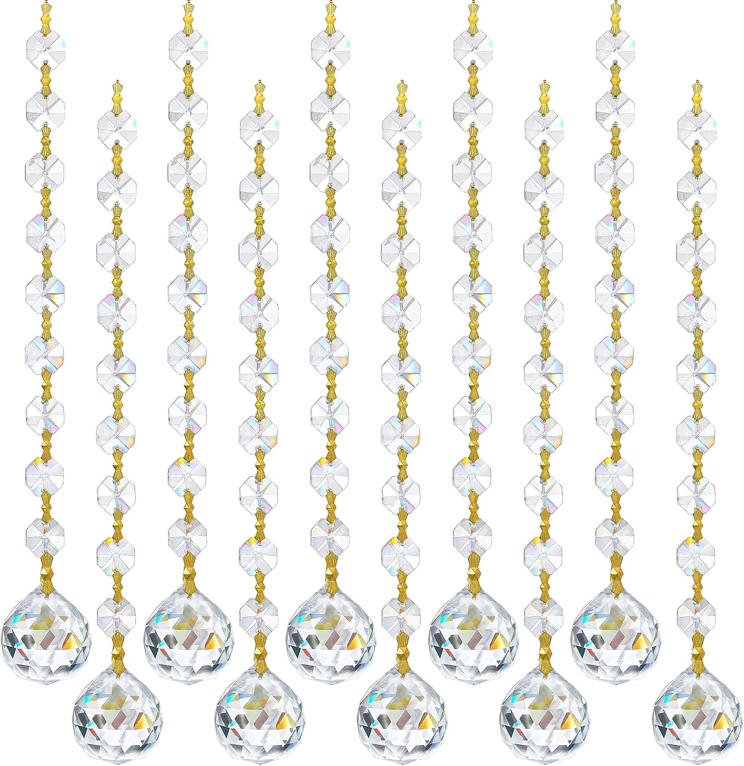 10 Pzas Cuentas Cristal 20mm para Guirnalda Candelabro