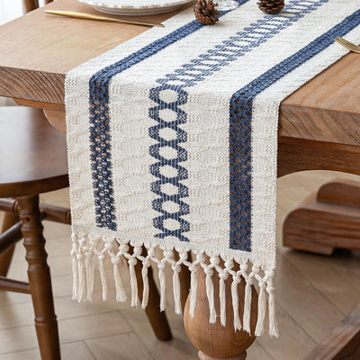 Camino de mesa bohemio con borlas 12 x 72 pulgadas decoración rústica