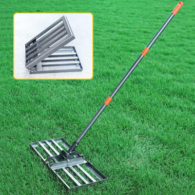 Rastrillo nivelador césped acero carbono 30x10pulg 6ft