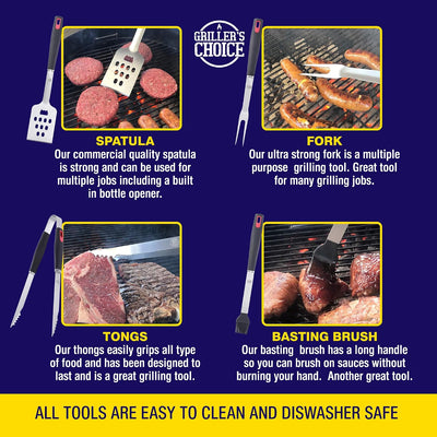 Juego 4 Pzas Accesorios Parrilla Profesional Resistente
