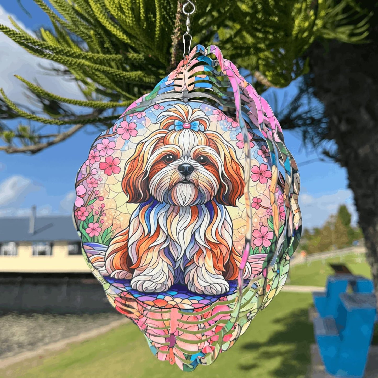 Molinillo viento para perro Shih Tzu decoración jardín