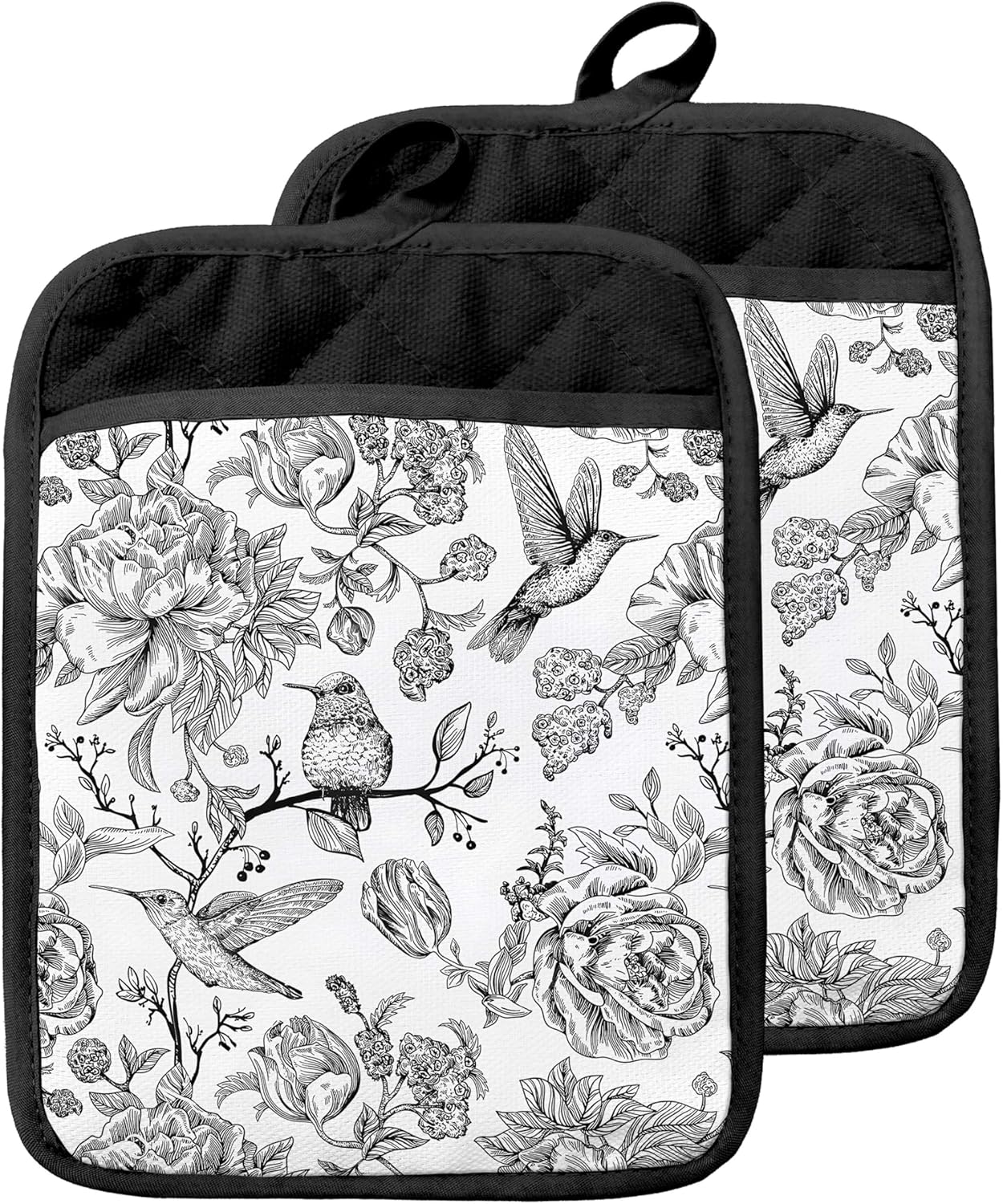 Soportes ollas colibrí floral vintage con bolsillos