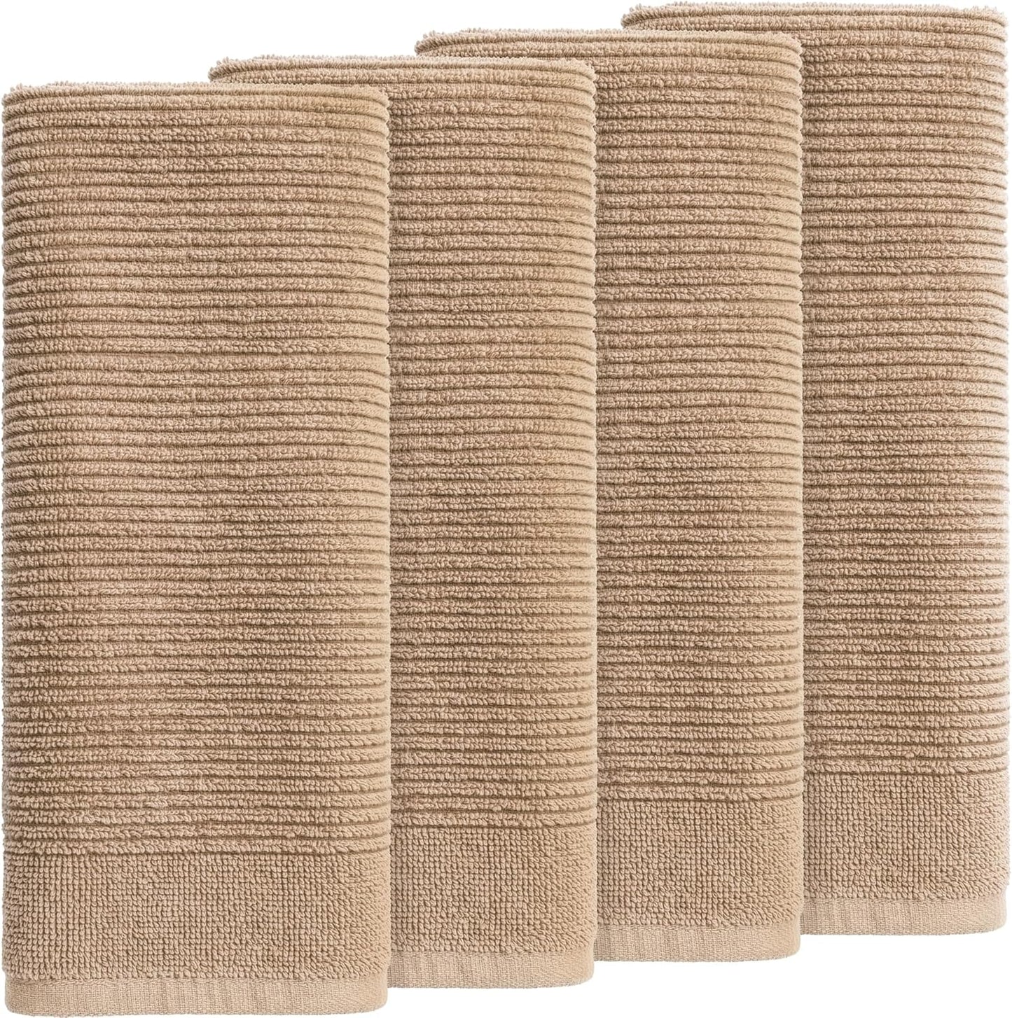 Toallas de cocina grandes de algodón terciopelo absorbentes beige set de 4