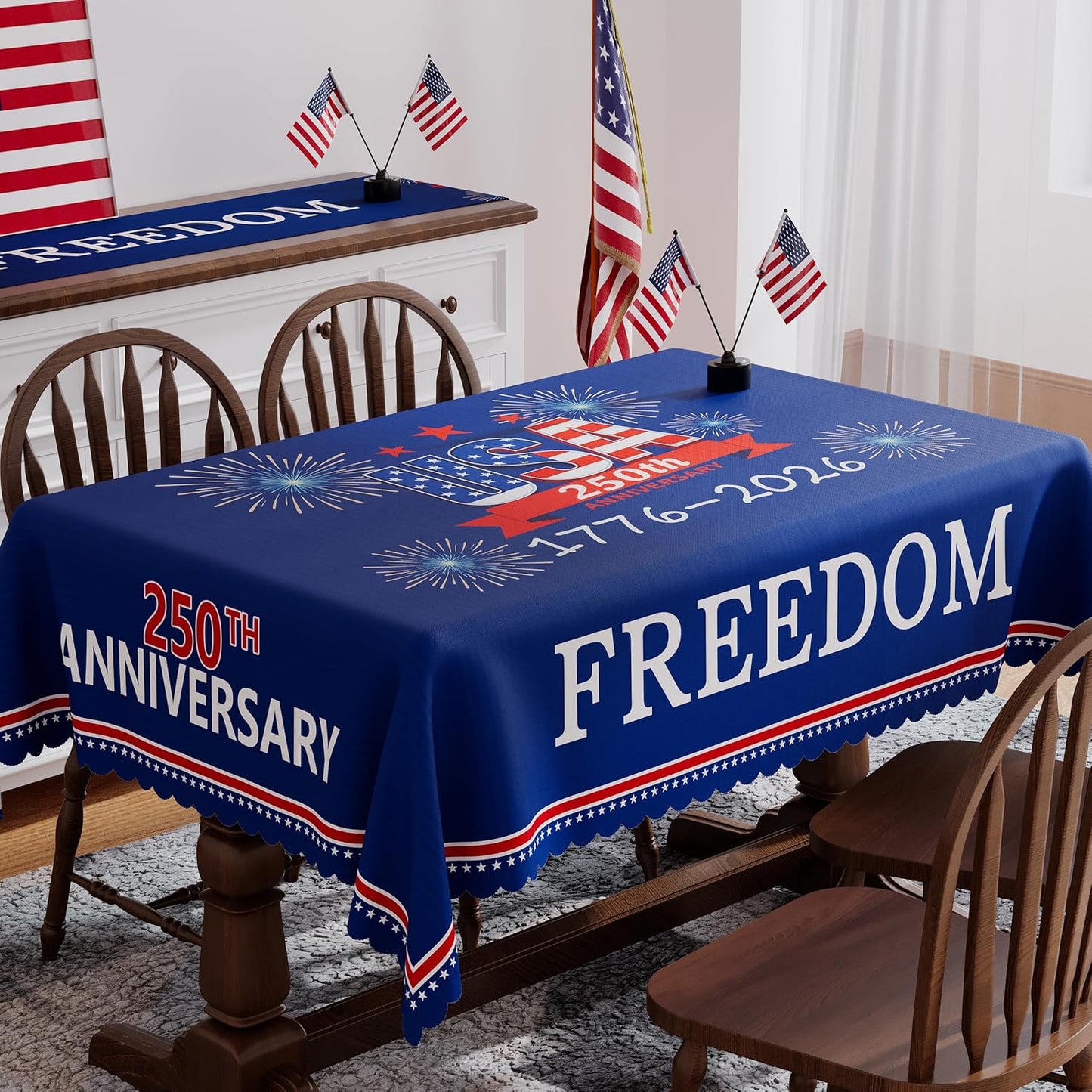 Mantel rectangular 250 aniversario Estados Unidos 60 x 84 pulgadas