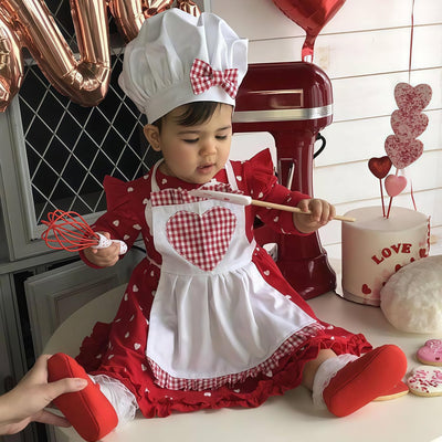 Delantal y sombrero chef bebé para fotos y recién nacidos