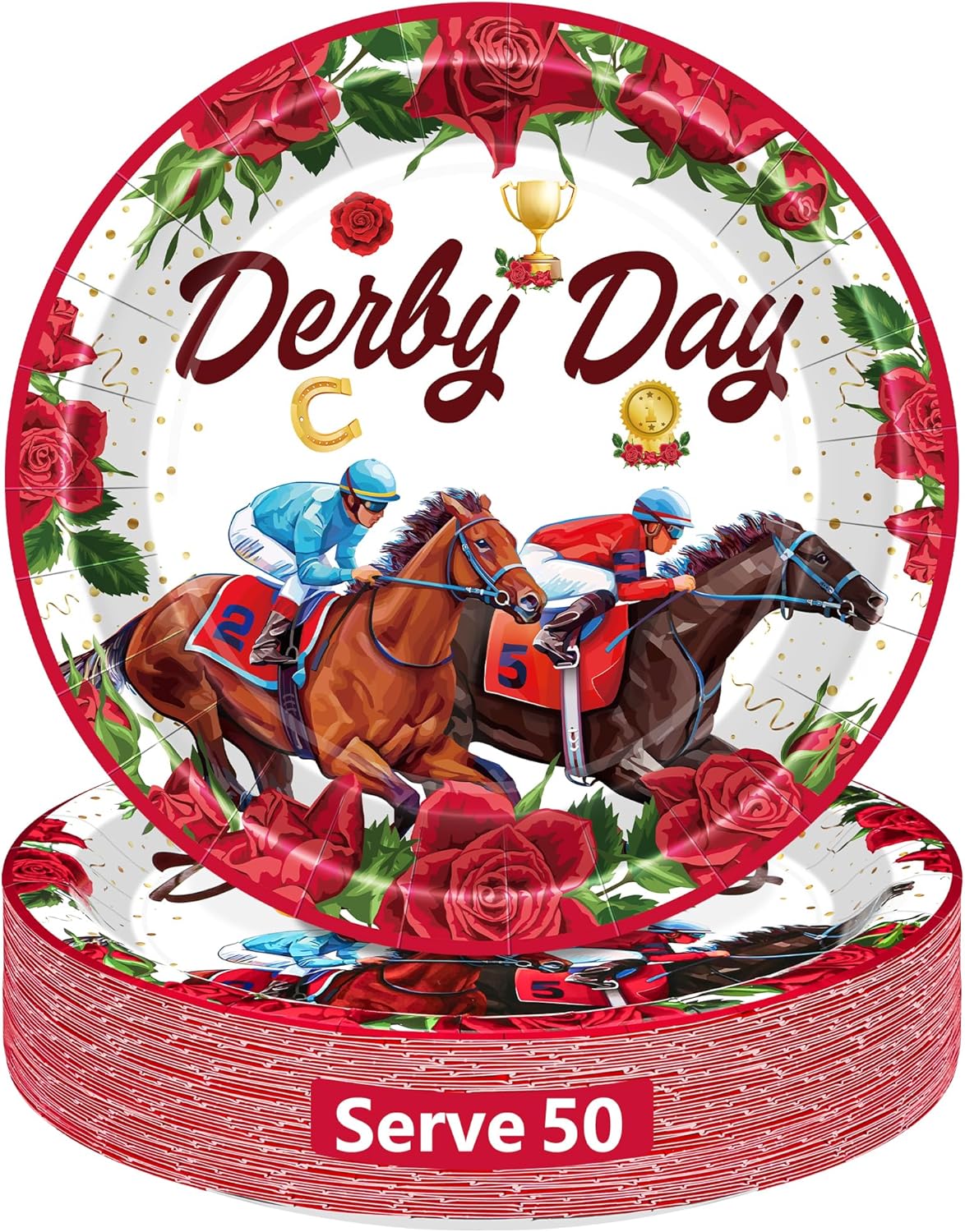 Platos de caballo para fiesta derby de 9 pulgadas