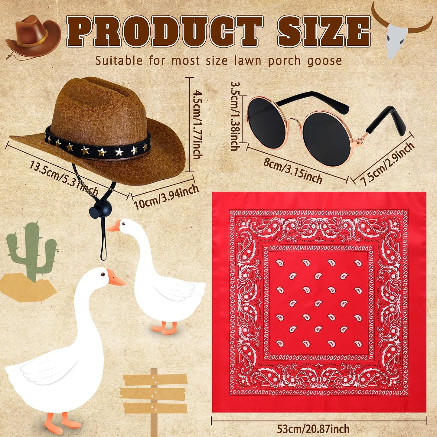 Disfraz ganso vaquero plástico 17/23pulg jardín