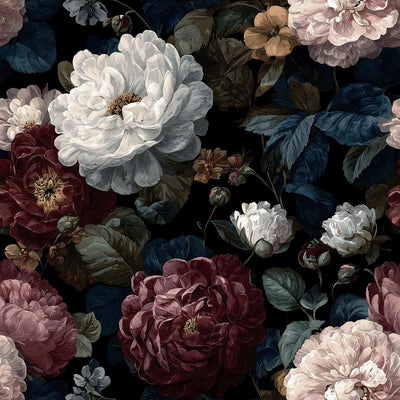 Papel tapiz autoadhesivo floral oscuro rollo 17.3x78.7pulg