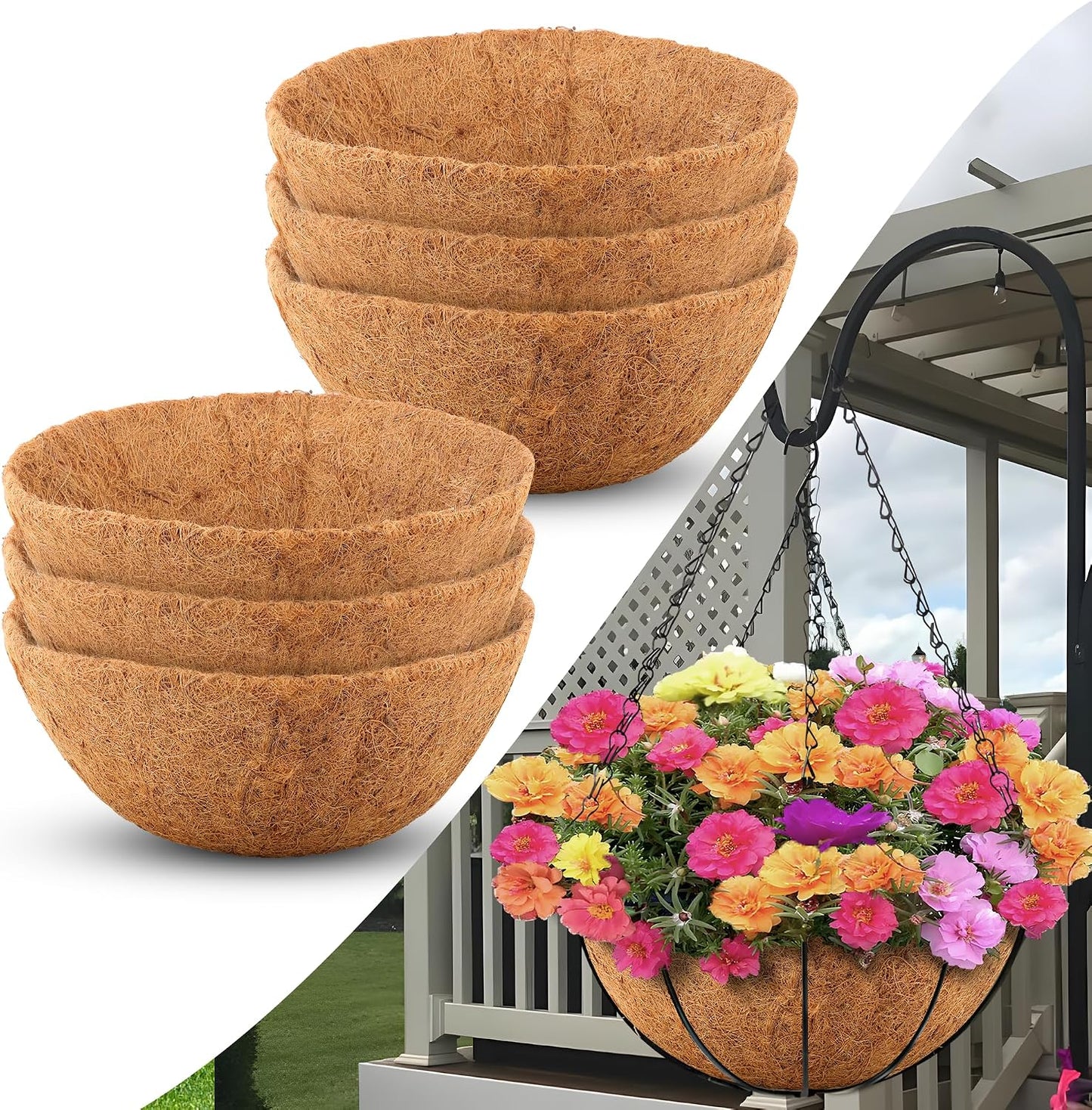 Forros coco redondos para macetas 10pulg set 6